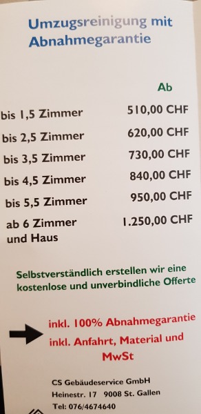 Umzugsreinigung inkl. Abnahmegarantie