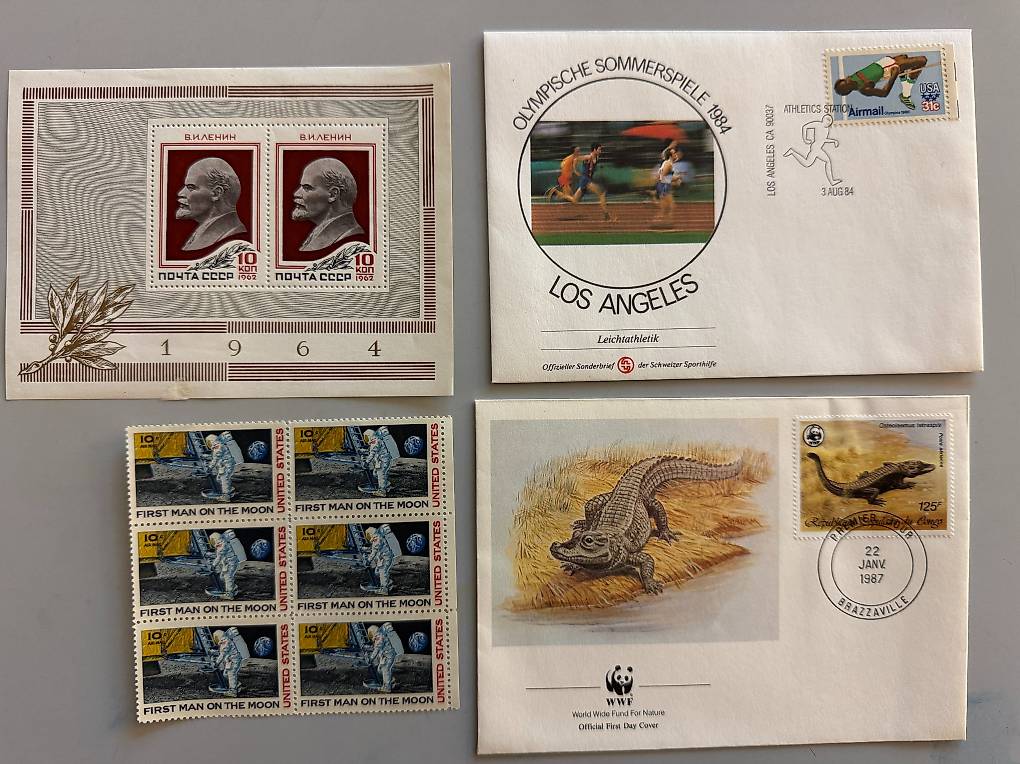 Briefmarken USA "First Man on the Moon" + Lenin CCPD